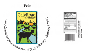 Caly Road Creamery: Feta cheese label from Sandy Springs , Georgia.
