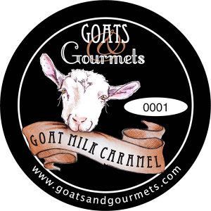 Goats & Gourmets goat milk caramel new york label.