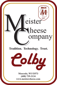 Meister Cheese Company Colby cheese label from Muscoda, Wisconsin.