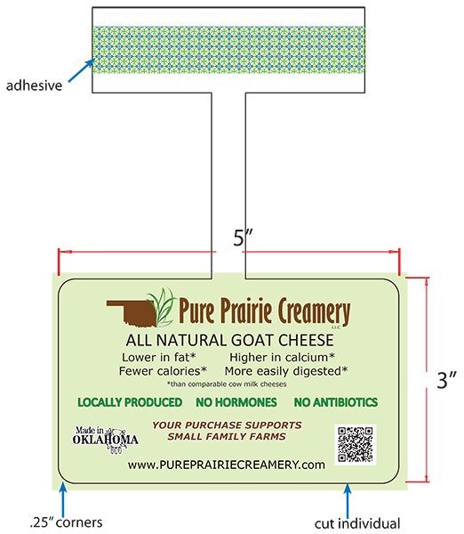 Pure Prairie Creamery: All Natural Goat Cheese Shelf Talker.