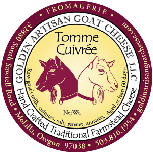 Goldin Artisan Goat Cheese LLC: Tomme Cuivree hand crafted traditional farmstead oregon cheese label.