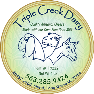 Triple Creek Dairy quality artisanal goat iowa cheese label.