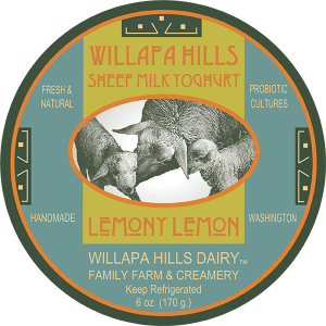 Willapa Hills Dairy: Sheep milk yogurt label (lemony lemon) washington .