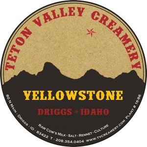 Teton Valley Creamery Yellowstone natural brown Kraft Paper cheese Label from Driggs, Idaho.